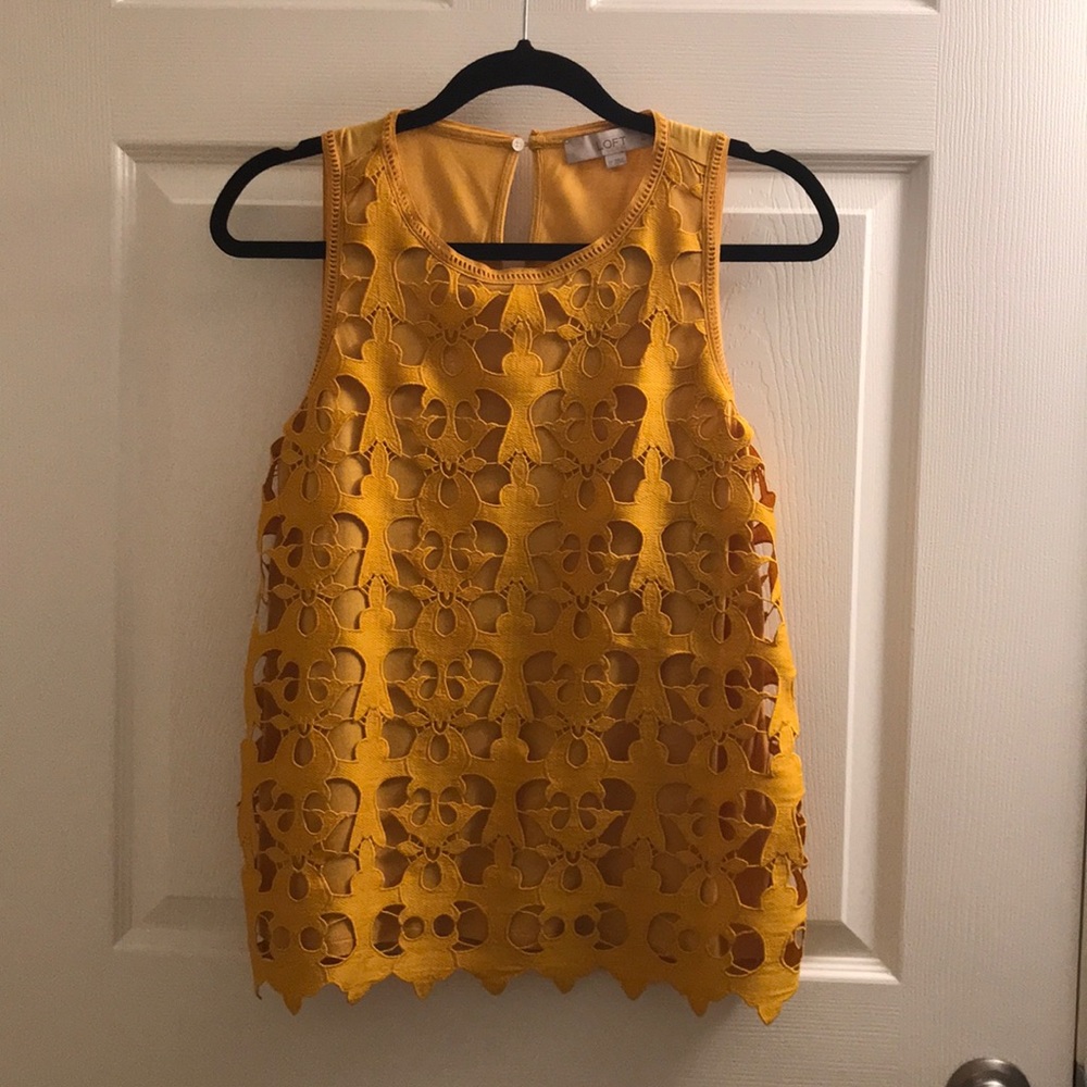 Mustard yellow lace sleeveless top